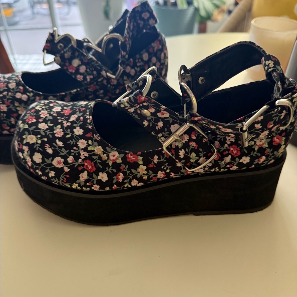Demonia Floral Platform Mary Jane Shoes